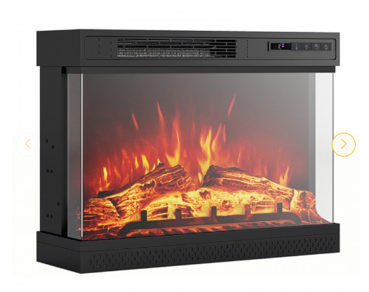 24 Inches 3-Sided Glass Electric Fireplace Heater with Remote Control