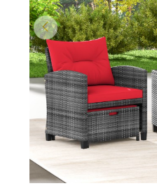 3 Piece Patio Rattan Chair, Ottoman and Side Table (See Notes)