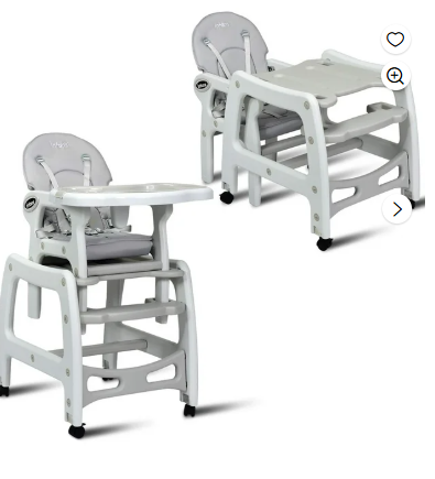 3 in 1 Baby High Chair w/ Adjustable Seat Back and Removable Trays - Grey (Assembled)