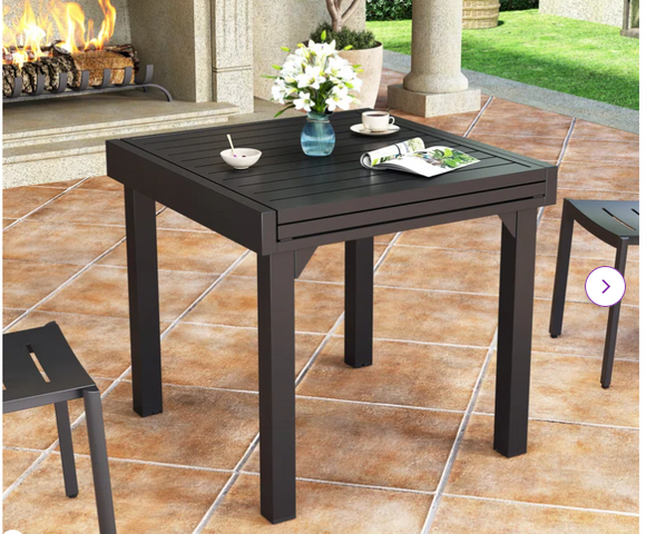 Indoor/Outdoor, Extendable Powder-coated Aluminum Dining Table -  Small Dent