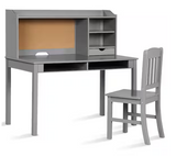 Kids Desk and Chair Set Study Desk with Bookshelves-Gray - Scratch and Dent