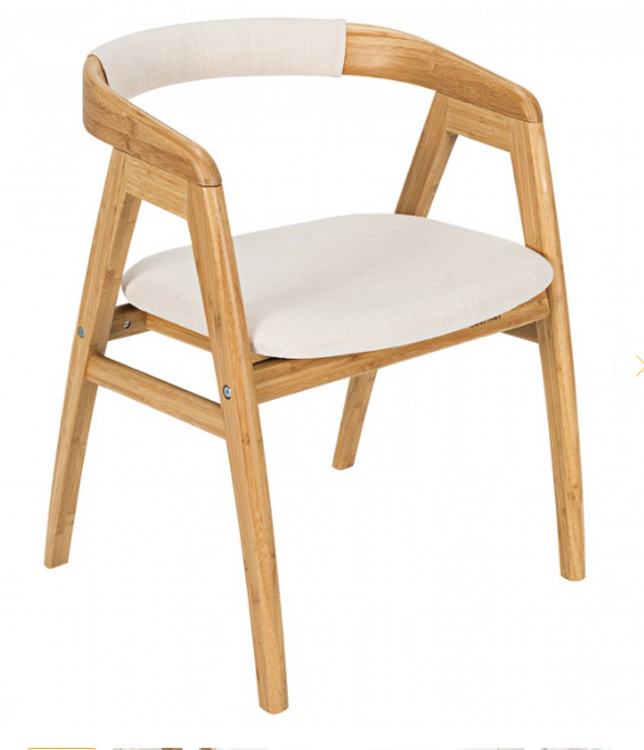 Bamboo Upholstered Dining Chair with Curved Back