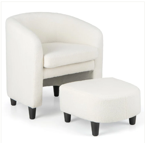 Sherpa Chair with Ottoman - White, customer return special, slightly marked