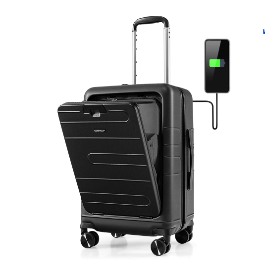 20 Inch Carry-on Luggage PC Hardside Suitcase TSA Lock with Front Pocket and USB Port