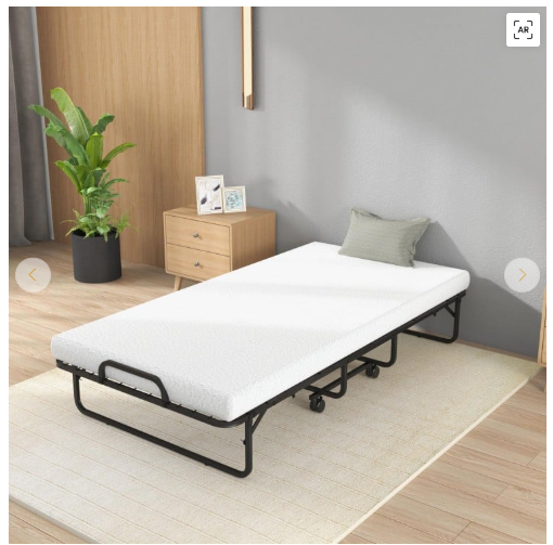 Twin Size Metal Folding Bed with Memory Foam Mattress, (1 Box, Unassembled