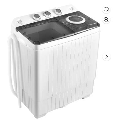 26lbs Portable Semi-automatic Washing Machine W/Built-in Drain Pump - Grey
