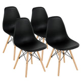 4 piece set,  Modern Dining Side Chair Wood Legs-Black