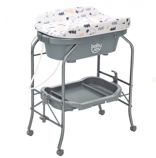 Folding Baby Changing Table with Bathtub and 4 Universal Wheels