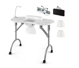 Manicure Nail Table with Bendable USB-plug LED Table Lamp-White (No Carry Bag)