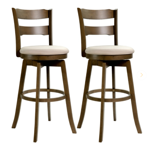30.5 Inch Swivel Barstools Set of 2/4 with Backrest & Upholstered Seat