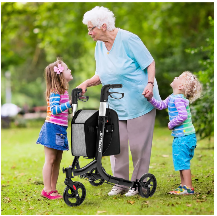 3-Wheel Rolling Walker with Adjustable Handle-Black