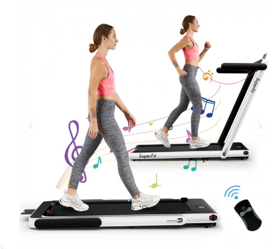 SPECIAL - 2.25HP 2 in 1 Folding Treadmill with APP (Max 220lbs)-White (Scratch and Dent)