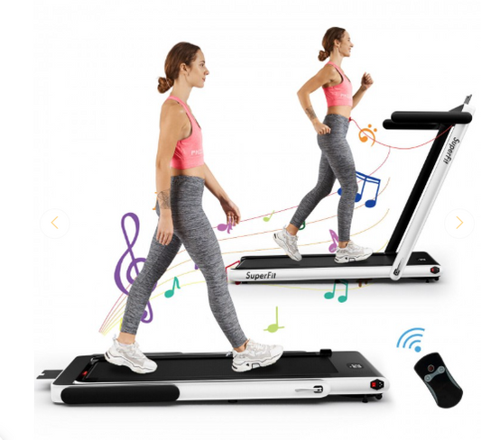 SPECIAL - 2.25HP 2 in 1 Folding Treadmill with APP (Max 220lbs)-White (Scratch and Dent)