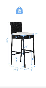 5 Pieces Outdoor Rattan Bistro Bar Stool Table Set