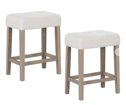 Set of 2 - Modern Counter Height Bar Stools with Rubber Wood Legs