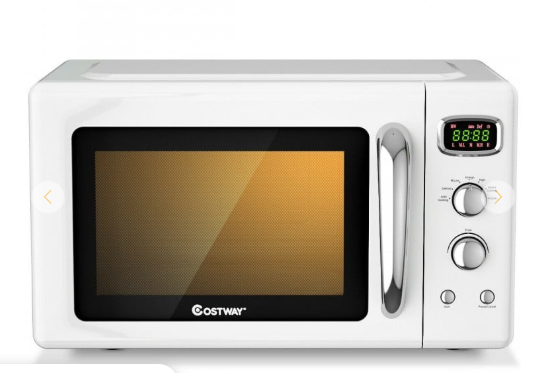 0.9 Cu.ft Retro Countertop Compact Microwave Oven-White
