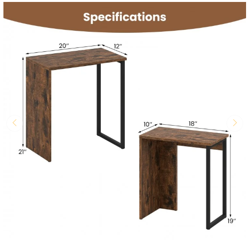 2-in-1 Nesting Coffee Table Set of 2 for Living Room and Bedroom-Rustic Brown (Fully Assembled)