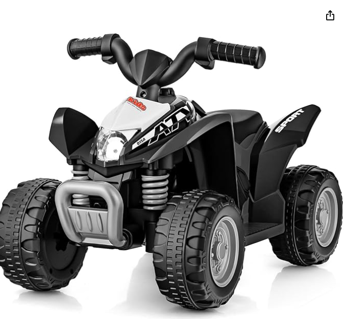 Kids Ride On ATV, 6V Electric Vehicle for Toddlers, - (Black)