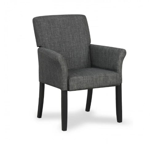 Fabric Upholstered Executive Guest Armchair with Rubber Wood Legs-Grey