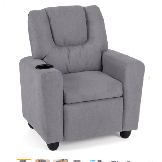 Kids Recliner Chair Push Back Toddler Reclining Armchair with Cup Holder-Grey