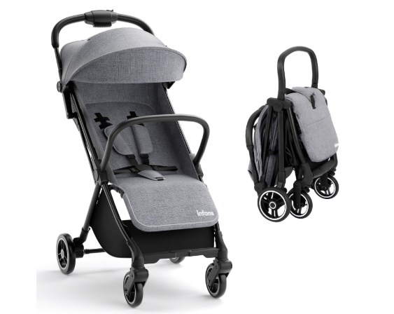 Lightweight Baby Stroller, One-Hand Gravity Fold, Compact Travel Stroller ( Dark GREY)
