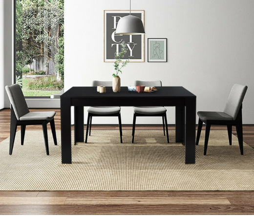 63 Inch Rectangular Modern Dining Kitchen Table for 6 People-Black (Assembled)