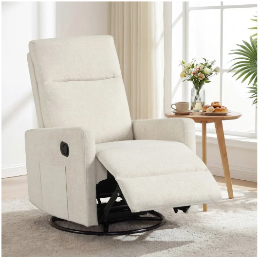 Swivel Rocking Chair 360° Reclining Rocker Armchair with Cushioned Back - (Slightly Marked)