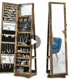 360° Rotatable 2-in-1 Lockable Jewelry Cabinet with Full-Length Mirror, Scratch and Dent