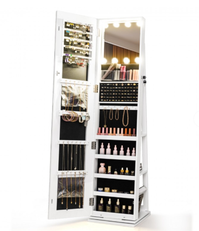 Special - 360° Swivel Freestanding Jewelry Cabinet with Lighted Full Length Mirror - Assembled