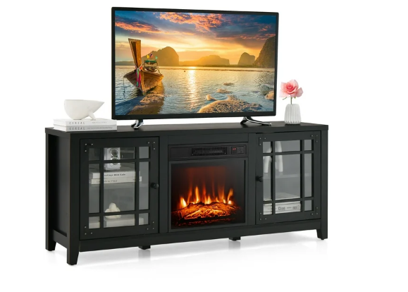 58 Inches Fireplace TV Stand  with 1400W Electric Fireplace (Scratch and Dent)