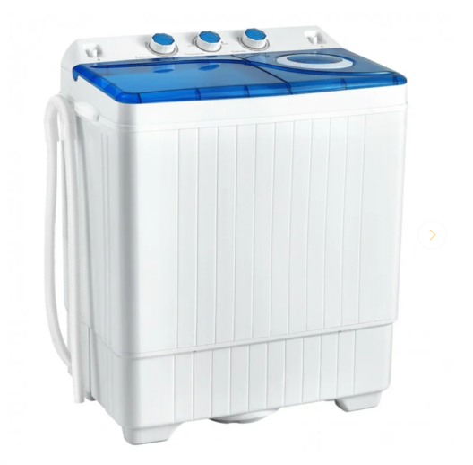 26lbs Portable Semi-Automatic Twin Tub Washing Machine with Drain Pump- Blue/White