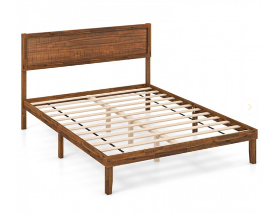 Queen Size Bed Frame with Headboard and Wooden Slats Support (1 Box, Unassembled)