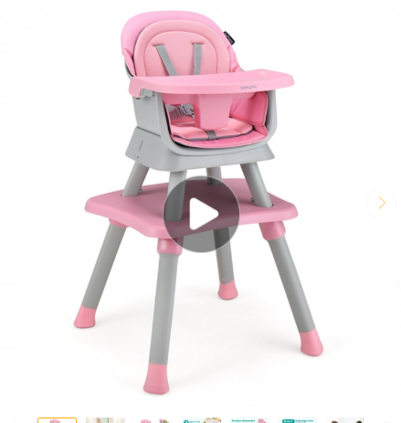 INFANS 8 in 1 Baby High Chair, Convertible Highchair for Babies and Toddlers - Pink
