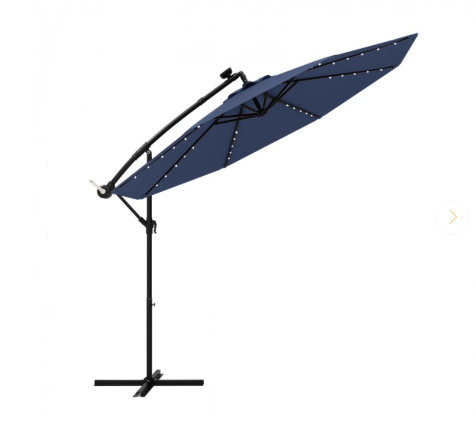 10 Feet Solar Offset Umbrella with 40 Lamp Solar Panel-Navy (Scratch and Dent)