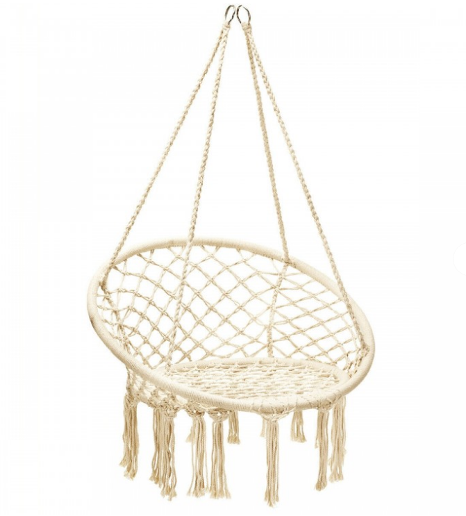 Cushioned Hammock Swing Chair with Hanging Kit-Beige