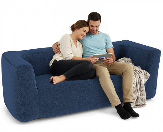 2-Person Portable Blow Up Sofa with Detachable Cover-Blue
