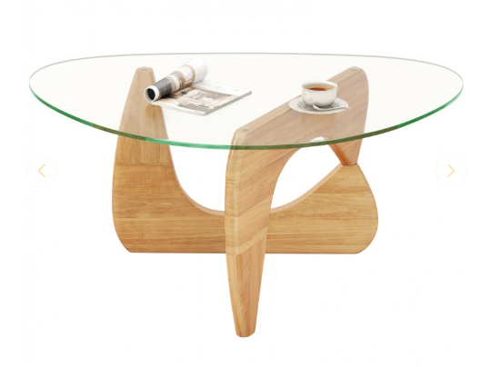 Triangle Coffee Table with Tempered Glass Top -Natural (Assembled)