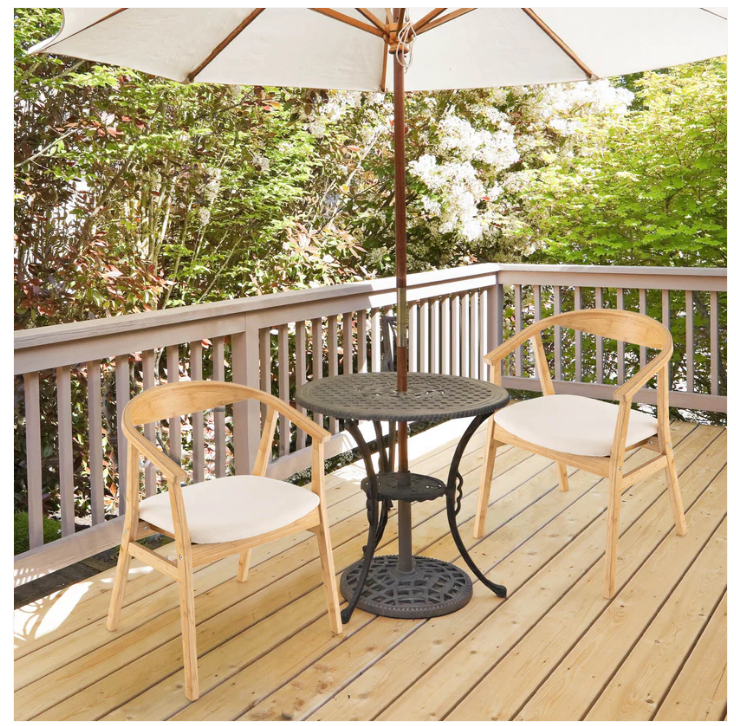 Bamboo Accent Chair with Armrest and Curved Backrest-Natural   (Scratch and Dent)