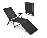 Patio Folding Chaise Lounge Chair Outdoor Portable Reclining Lounger Beach Black