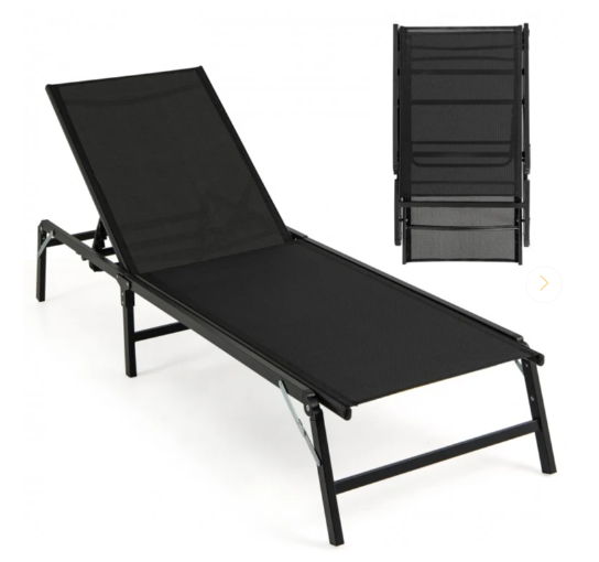 Set of 2 -  Foldable Patio Lounge Chairs