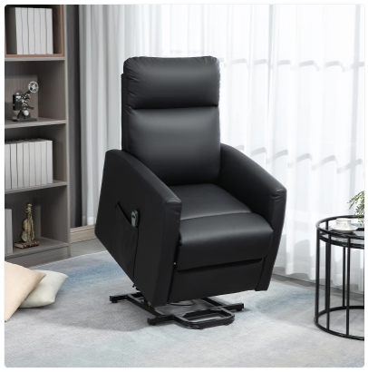 Electric Power Lift Chair with Remote Control, PU, Black