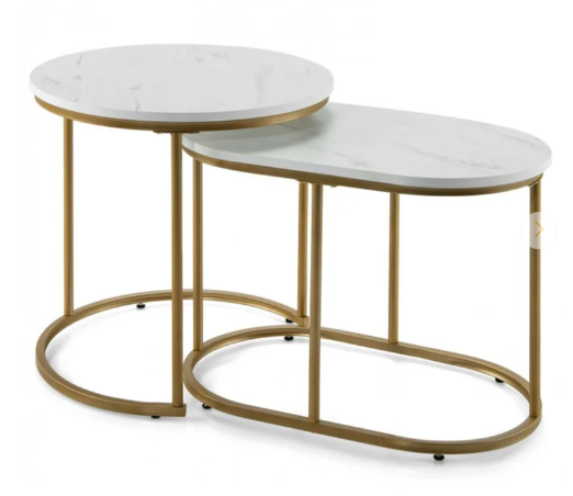 Modern Marble Look Stacking Nesting Coffee Table Set (Assembled)