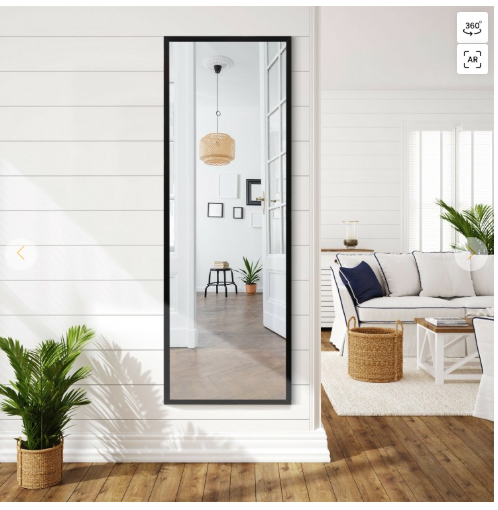 SPECIAL - 42.5 x 1 x 14 Inch Full Length Mirror (Missing Wall Hooks)
