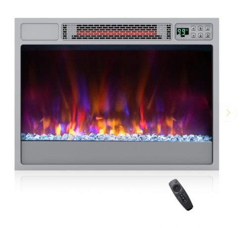23 Inch 1500W Recessed Electric Fireplace Insert with Remote Control - Silver