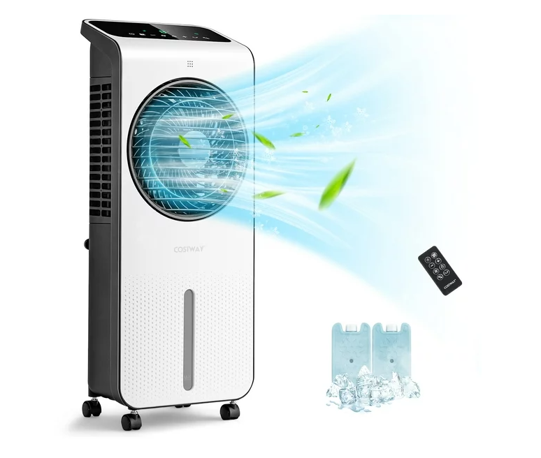 Evaporative Air Cooler 3-in-1 Portable Swamp Cooling Fan w/ 12H Timer Remote