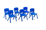 *CLEARANCEL* - 7-Piece Plastic Kids Chairs and Table - Blue (Scratch and Dent)