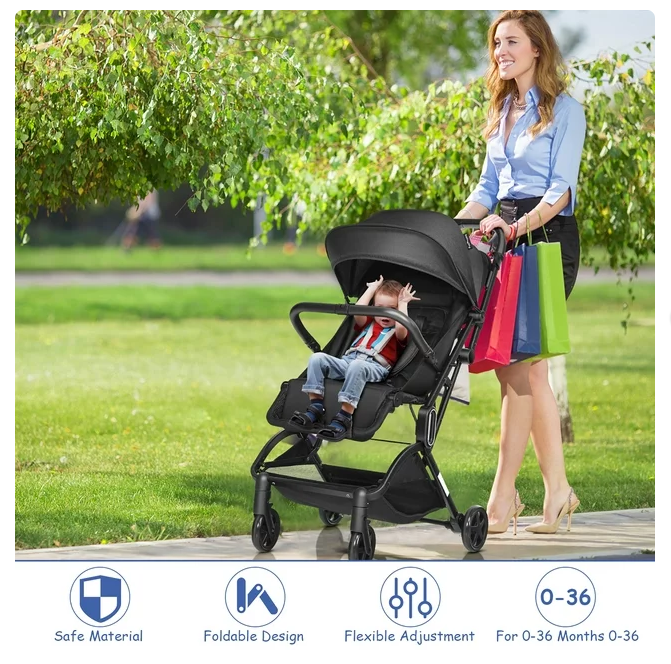 Foldable Compact Travel Stroller Baby Carriage with Pop Out Sun Visor, Scratch and Dent