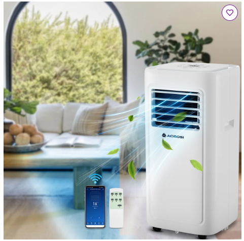 10000 Btu - 4-in-1 Smart Portable Air Conditioner, App Control, Cooling, Fan, Dehumidifier & Sleep Mode–  (Scratch and Dent)