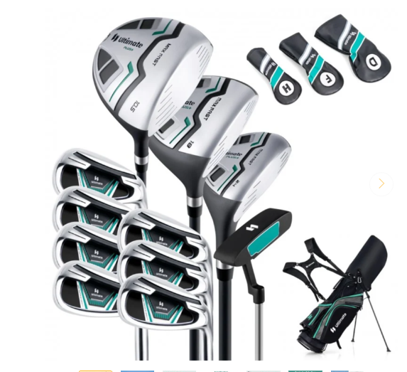 Women's Complete Ultimate Golf Club Set, Right Hand with Rain Hood-Turquois