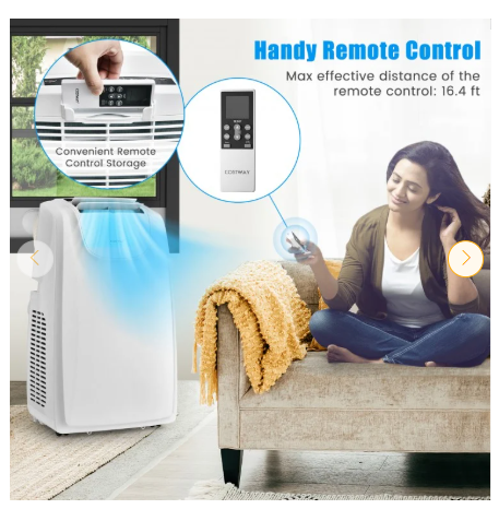 12000 BTU Dual Hose Portable Air Conditioner with Remote Control-White